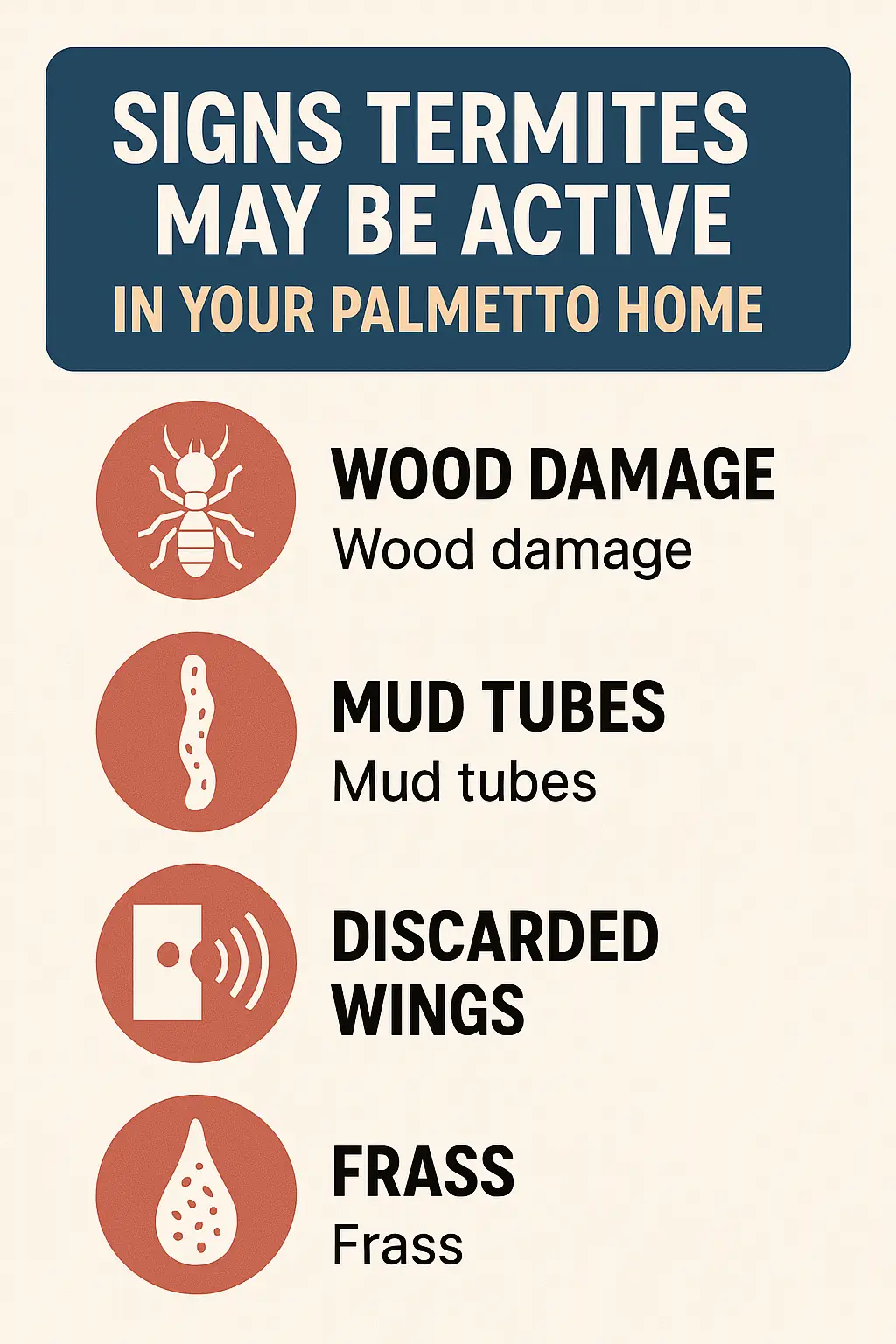 termite signs in palmetto fl